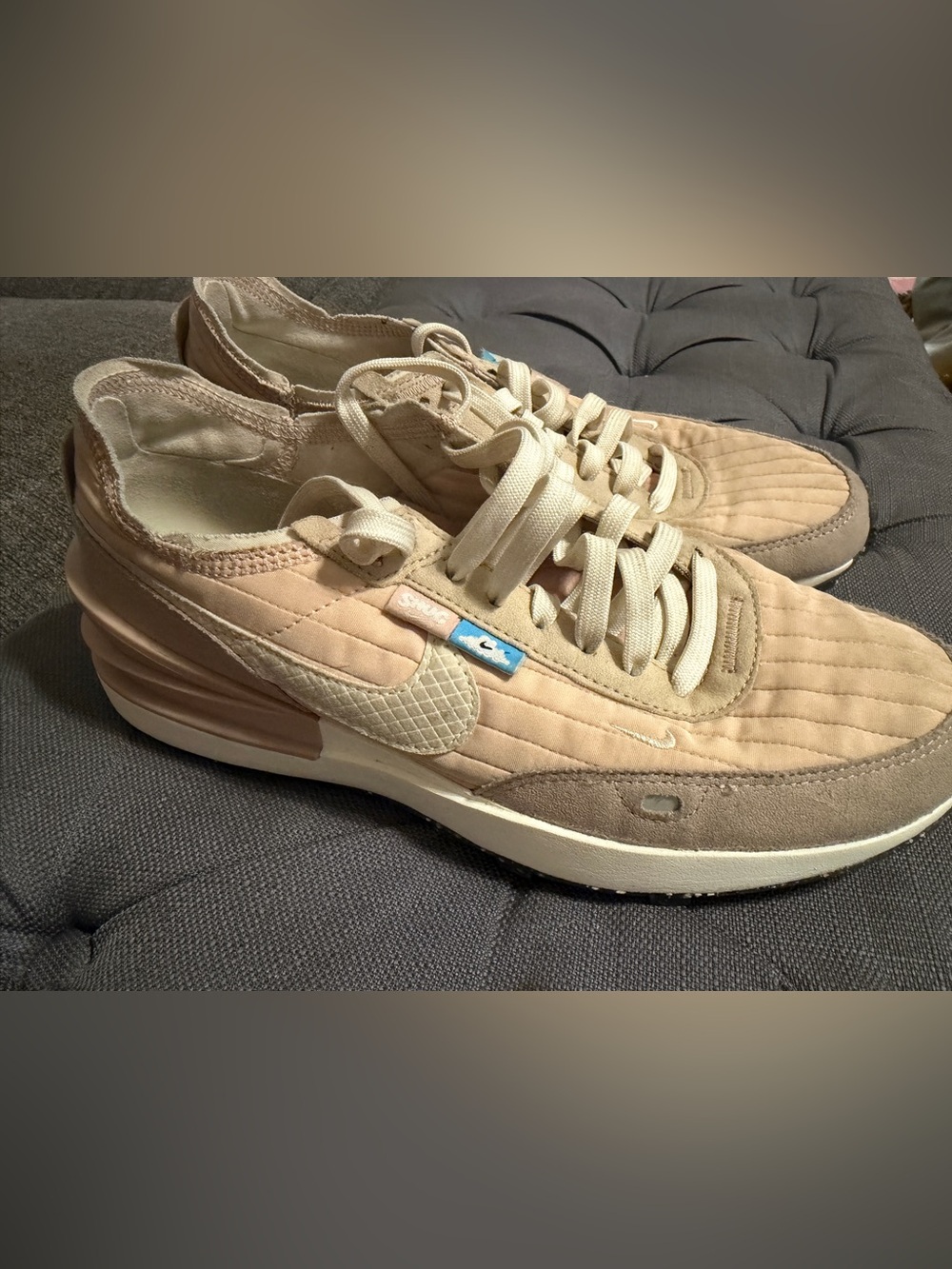 Nike Beige and Cream Quilted Athletic Sneakers